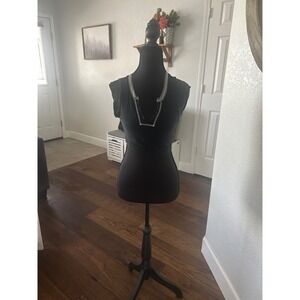 L.e.i. Black Ribbed Notched V-Neck Crop Top Contrast Stitch Short Sleeve Y2K